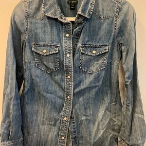 J. Crew Light Blue Denim Button-Front Shirt Jacket